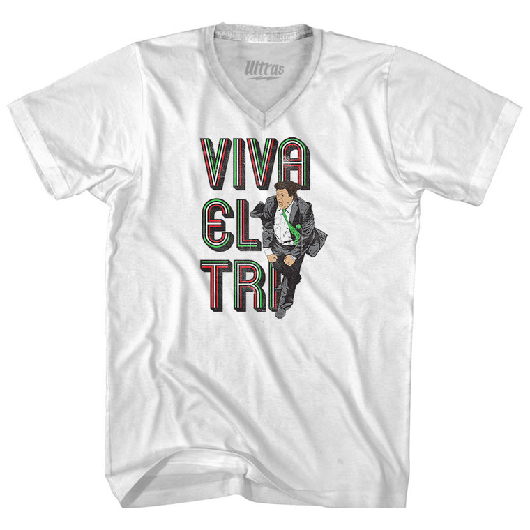 Viva El Tri Mexico Soccer Miguel Herrera Adult Tri-Blend V-neck T-shirt - White