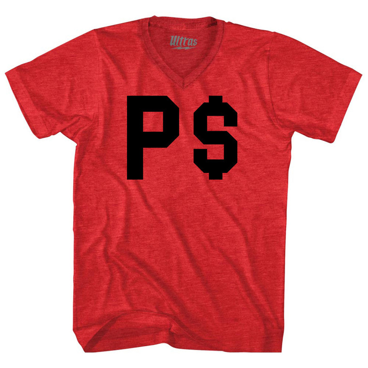 P Money Adult Tri-Blend V-neck T-shirt - Athletic Red