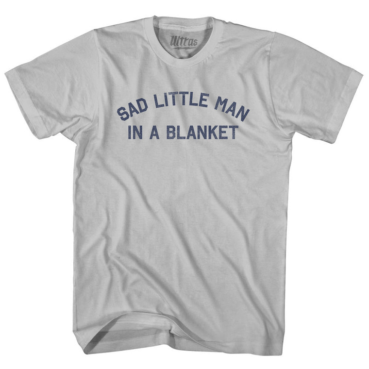 Sad little man in a blanket Adult Cotton T-shirt - Cool Grey