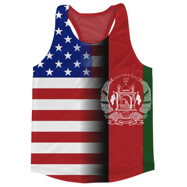 American Flag And Afghanistan Flag Combination Running Racerback Singlet Track Tank Top