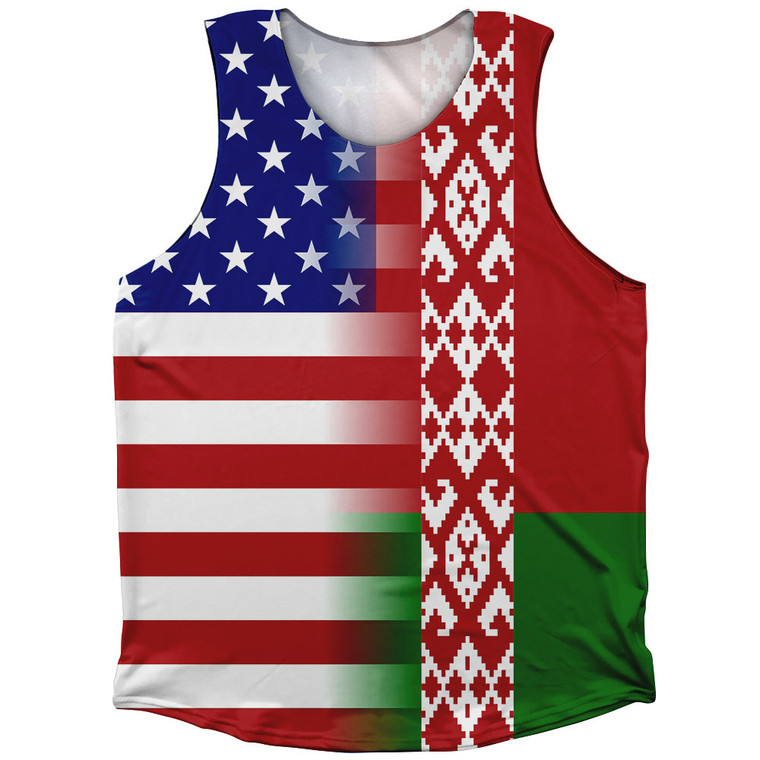 American Flag And Belarus Flag Combination Athletic Tank Top