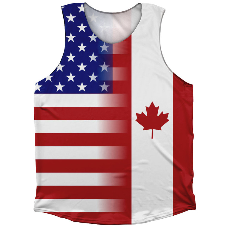 American Flag And Canada Flag Combination Athletic Tank Top