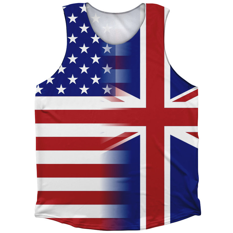 American Flag And United Kingdom Flag Combination Athletic Tank Top
