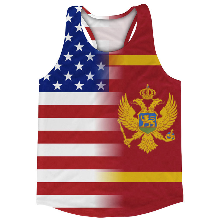 American Flag And Montenegro Flag Combination Running Racerback Singlet Track Tank Top