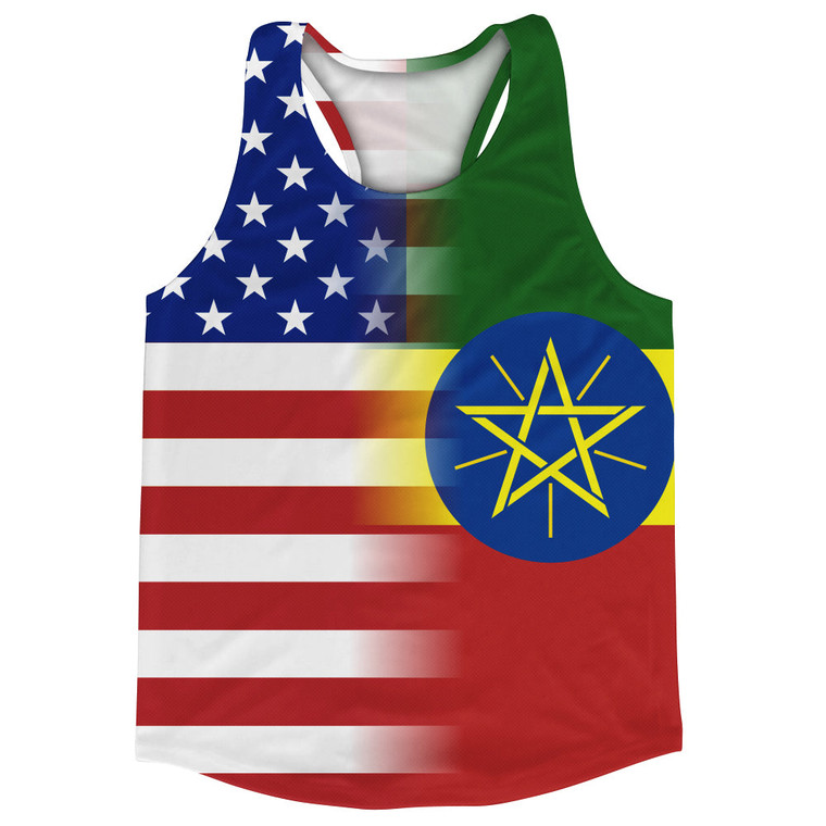 American Flag And Ethiopia Flag Combination Running Racerback Singlet Track Tank Top