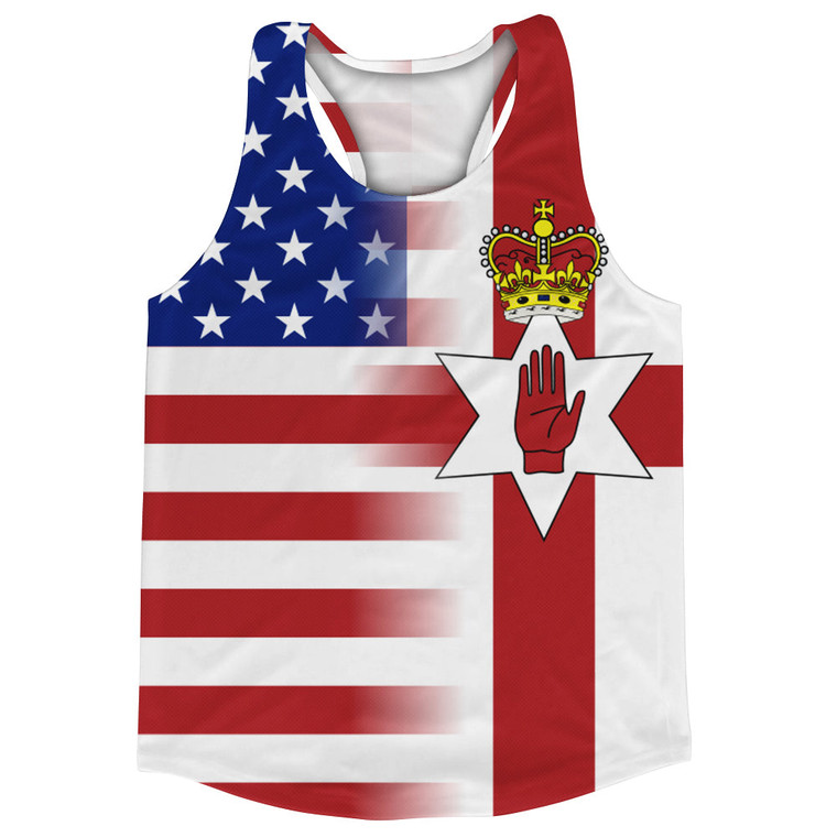 American Flag And Northern Ireland Flag Combination Running Racerback Singlet Track Tank Top