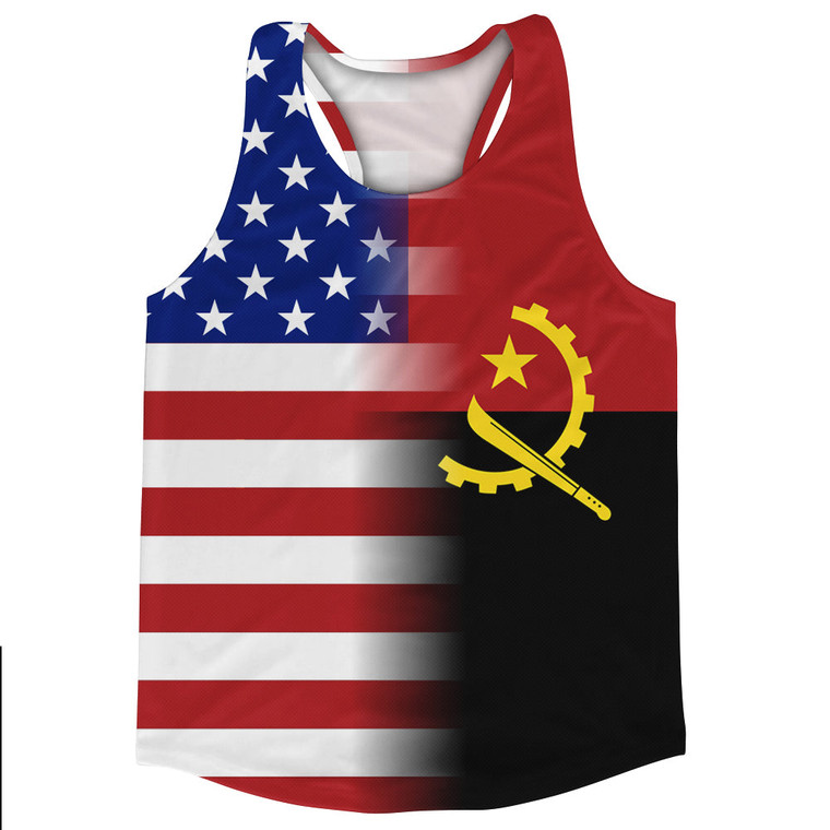 American Flag And Angola Flag Combination Running Racerback Singlet Track Tank Top