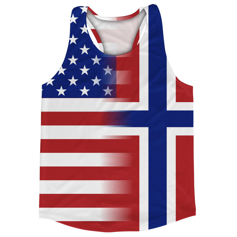 American Flag And Norway Flag Combination Running Racerback Singlet Track Tank Top