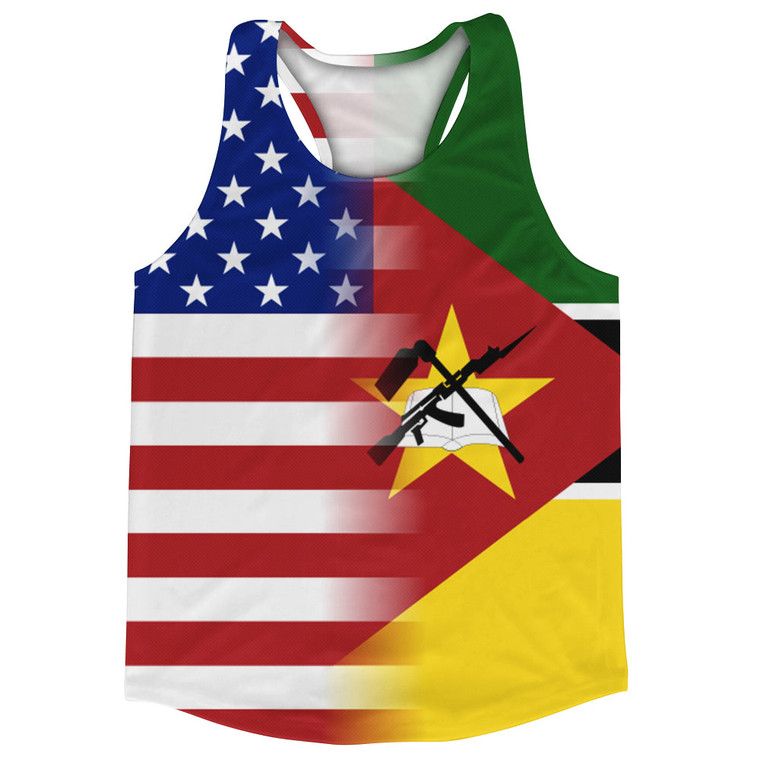 American Flag And Mozambique Flag Combination Running Racerback Singlet Track Tank Top