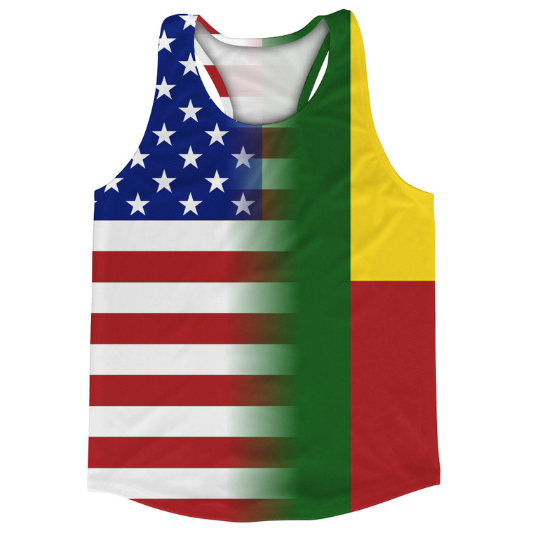 American Flag And Benin Flag Combination Running Racerback Singlet Track Tank Top