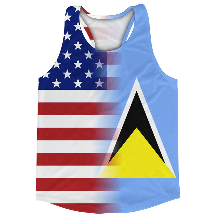 American Flag And Saint Lucia Flag Combination Running Racerback Singlet Track Tank Top