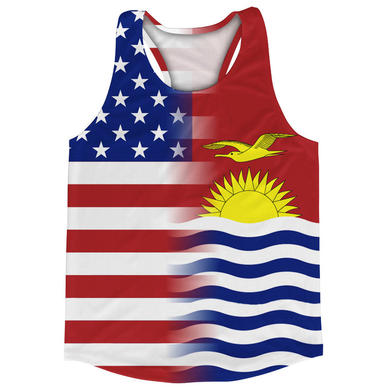 American Flag And Kiribati Flag Combination Running Racerback Singlet Track Tank Top