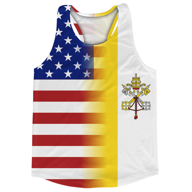 American Flag And Vatican Flag Combination Running Racerback Singlet Track Tank Top
