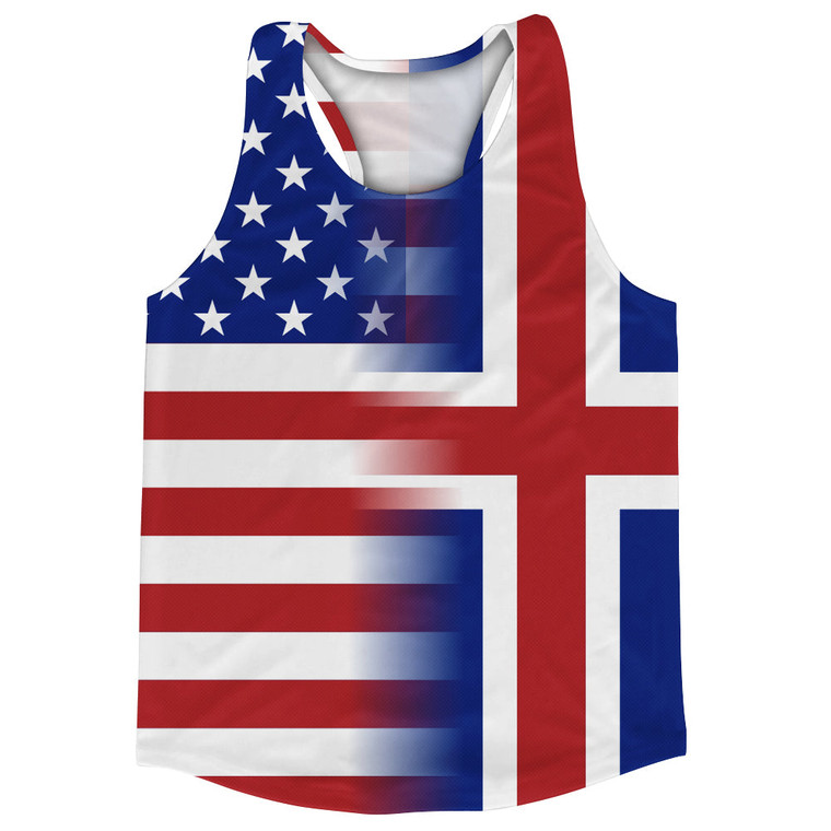 American Flag And Iceland Flag Combination Running Racerback Singlet Track Tank Top
