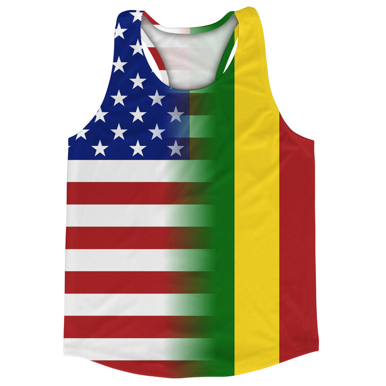 American Flag And Mali Flag Combination Running Racerback Singlet Track Tank Top