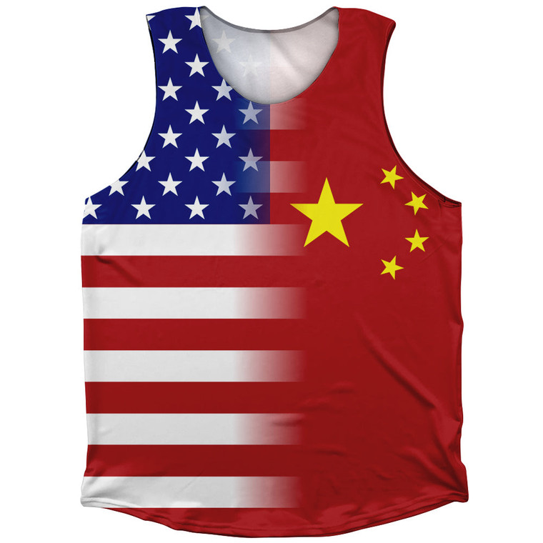 American Flag And China Flag Combination Athletic Tank Top