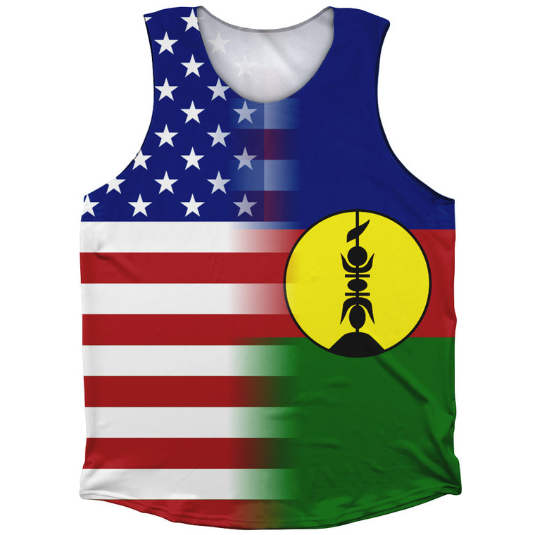 American Flag And New Caledonia Flag Combination Athletic Tank Top