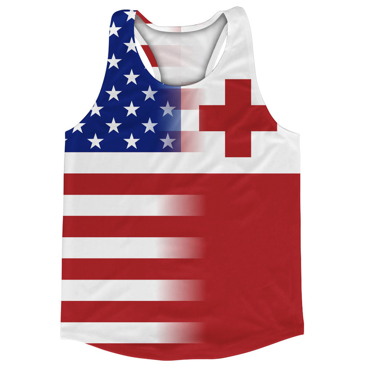 American Flag And Tonga Flag Combination Running Racerback Singlet Track Tank Top