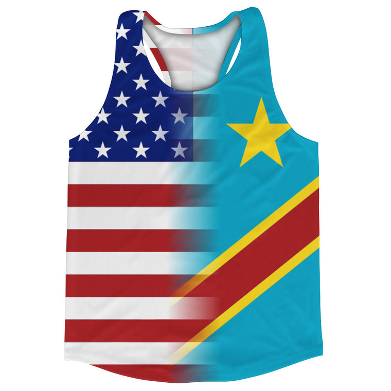 American Flag And DR Congo Flag Combination Running Racerback Singlet Track Tank Top