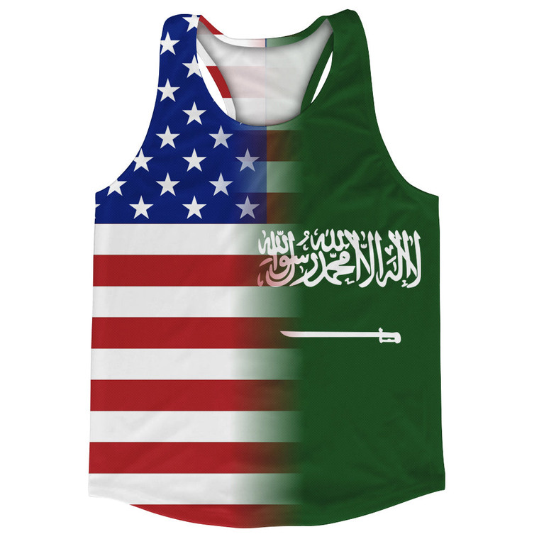 American Flag And Saudi Arabia Flag Combination Running Racerback Singlet Track Tank Top