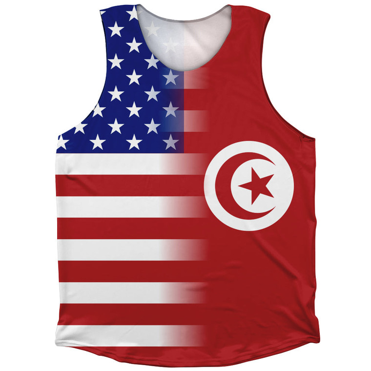 American Flag And Tunisia Flag Combination Athletic Tank Top