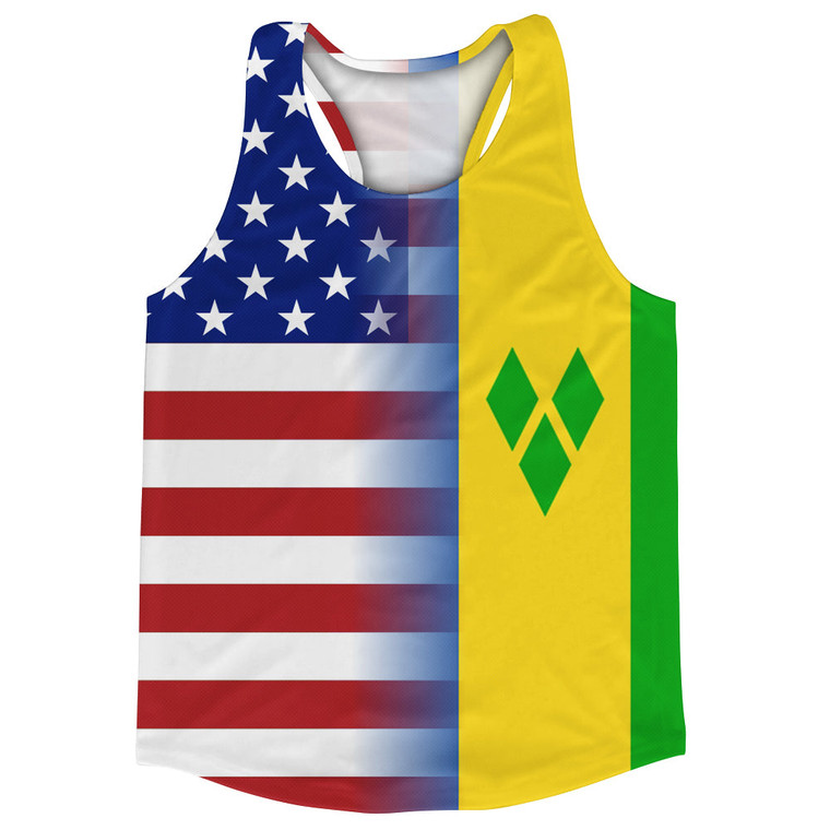 American Flag And St. Vincent & Grenadines Flag Combination Running Racerback Singlet Track Tank Top