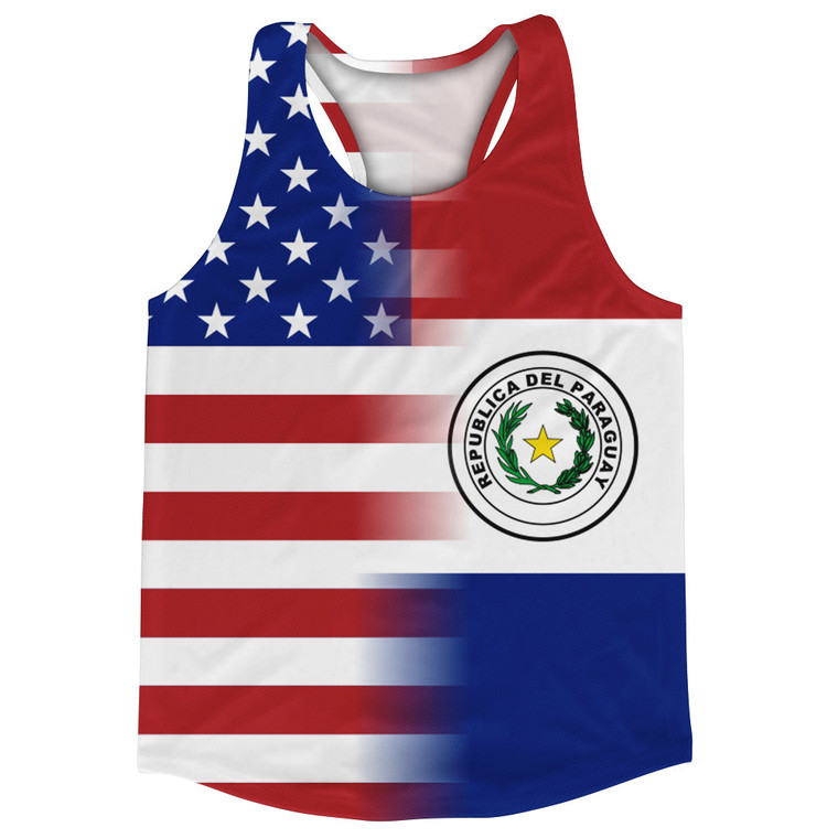 American Flag And Paraguay Flag Combination Running Racerback Singlet Track Tank Top