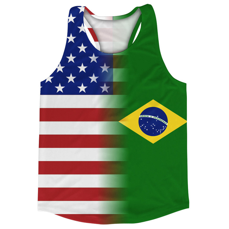 American Flag And Brazil Flag Combination Running Racerback Singlet Track Tank Top