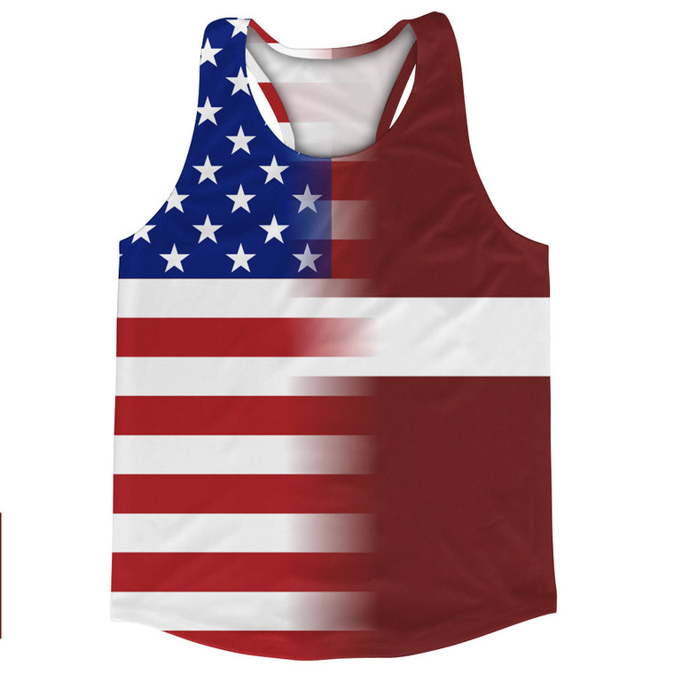 American Flag And Latvia Flag Combination Running Racerback Singlet Track Tank Top