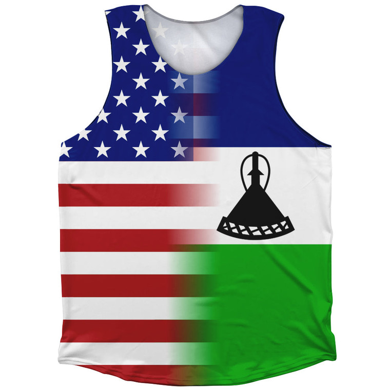 American Flag And Lesotho Flag Combination Athletic Tank Top