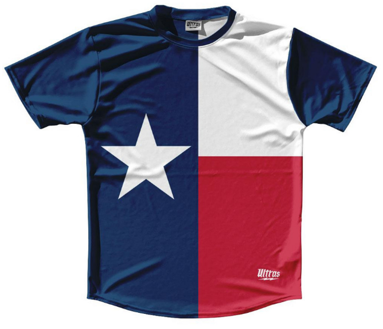ADULT MEDIUM- Ultras Texas State Flag Running Cross Country Track Shirt Made In USA - Blue White Red- Final Sale J1