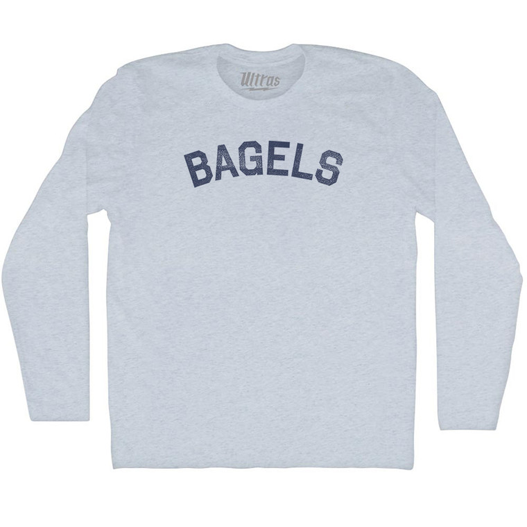 Bagels Adult Tri-Blend Long Sleeve T-shirt - Athletic White