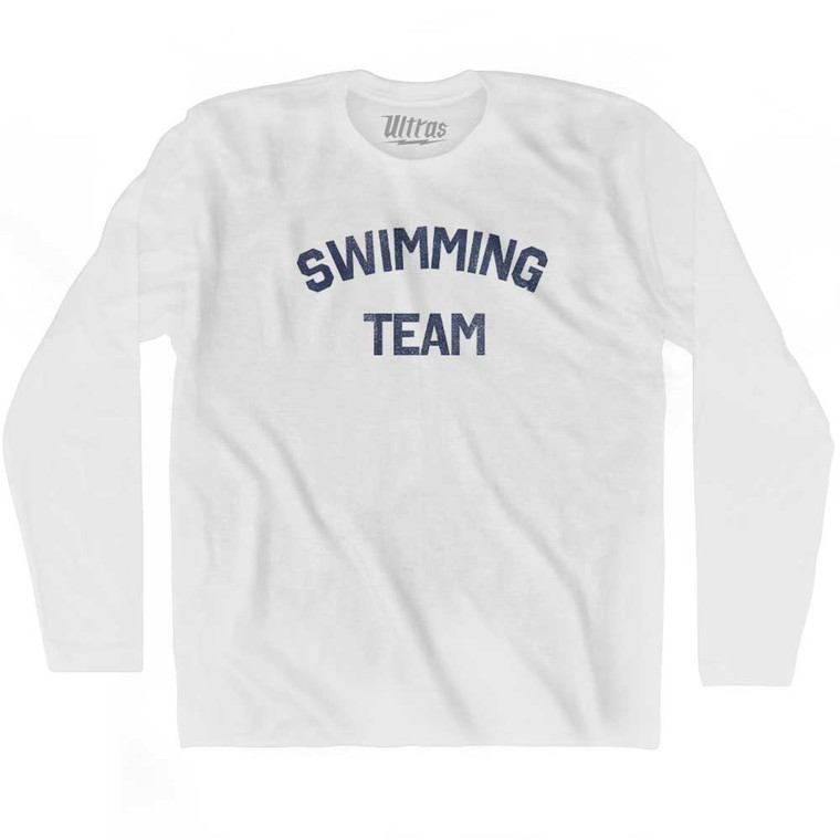 Swimming Team Adult Cotton Long Sleeve T-shirt - White