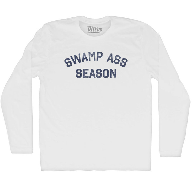 Swamp Ass Season Adult Cotton Long Sleeve T-shirt - White