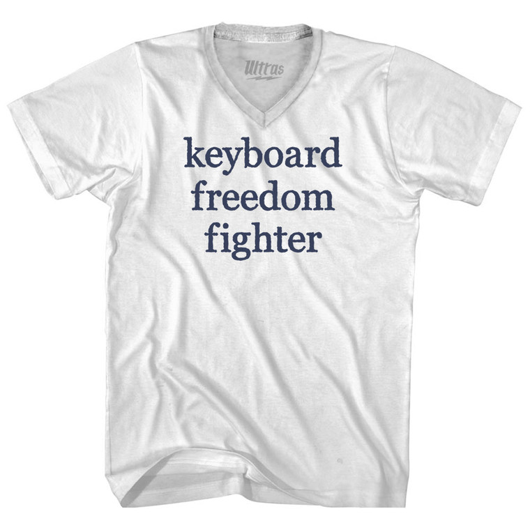 Keyboard Freedom Fighter Rage Font Adult Tri-Blend V-neck T-shirt - White