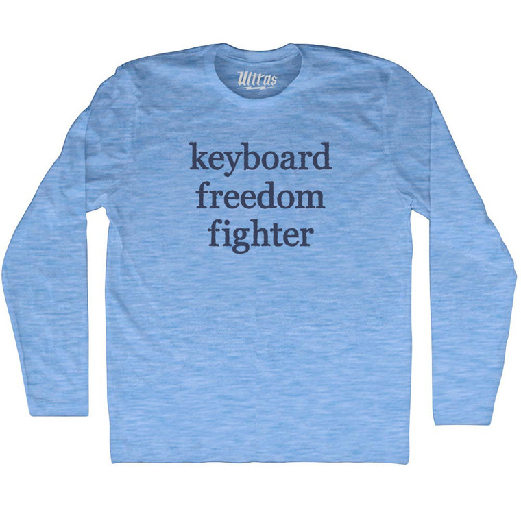 Keyboard Freedom Fighter Rage Font Adult Tri-Blend Long Sleeve T-shirt - Athletic Blue