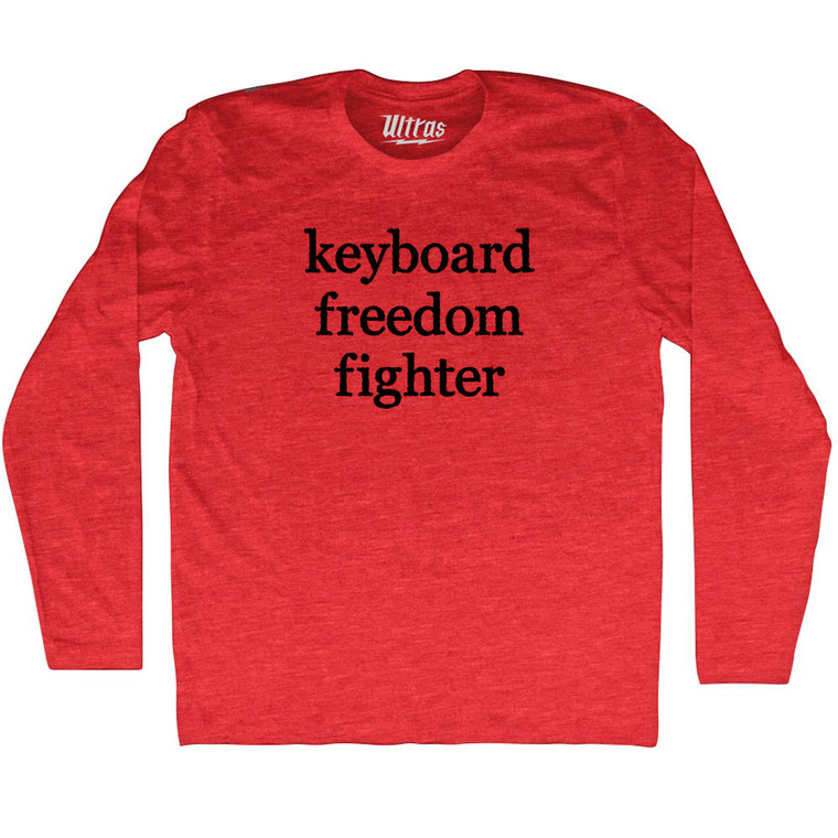 Keyboard Freedom Fighter Rage Font Adult Tri-Blend Long Sleeve T-shirt - Athletic Red
