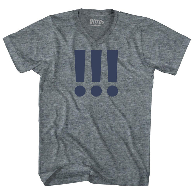 Exclamation Points Adult Tri-Blend V-neck T-shirt - Athletic Grey