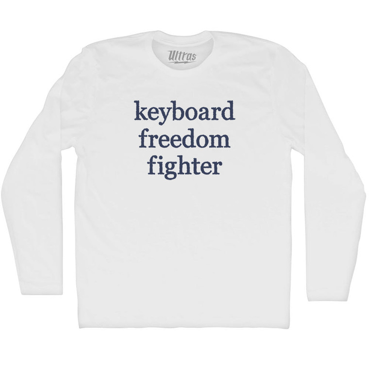 Keyboard Freedom Fighter Rage Font Adult Cotton Long Sleeve T-shirt - White