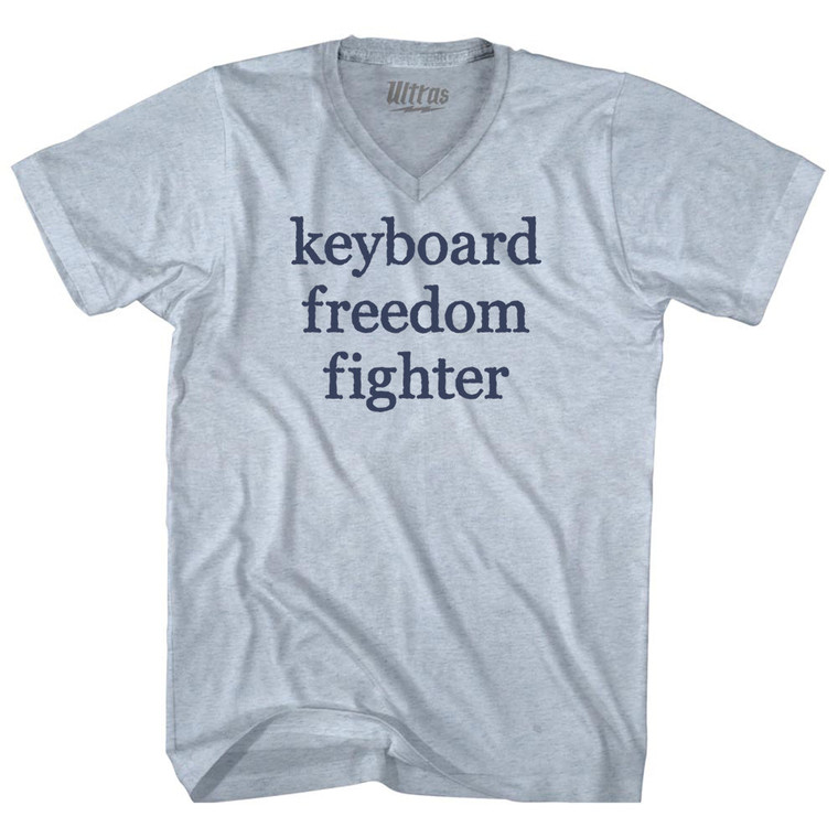 Keyboard Freedom Fighter Rage Font Adult Tri-Blend V-neck T-shirt - Athletic White
