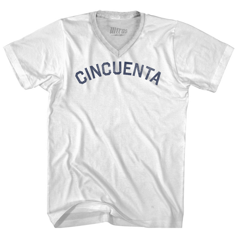 Cincuenta Adult Tri-Blend V-neck T-shirt - White