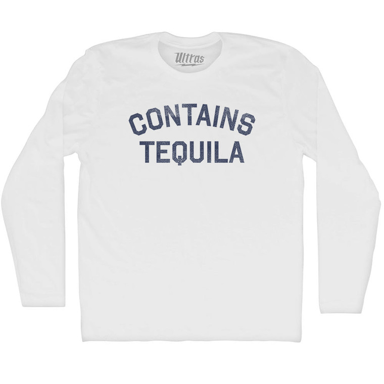 Contains Tequila Adult Cotton Long Sleeve T-shirt - White