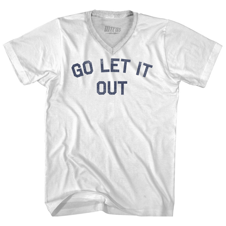 Go Let It Out Adult Tri-Blend V-neck T-shirt - White