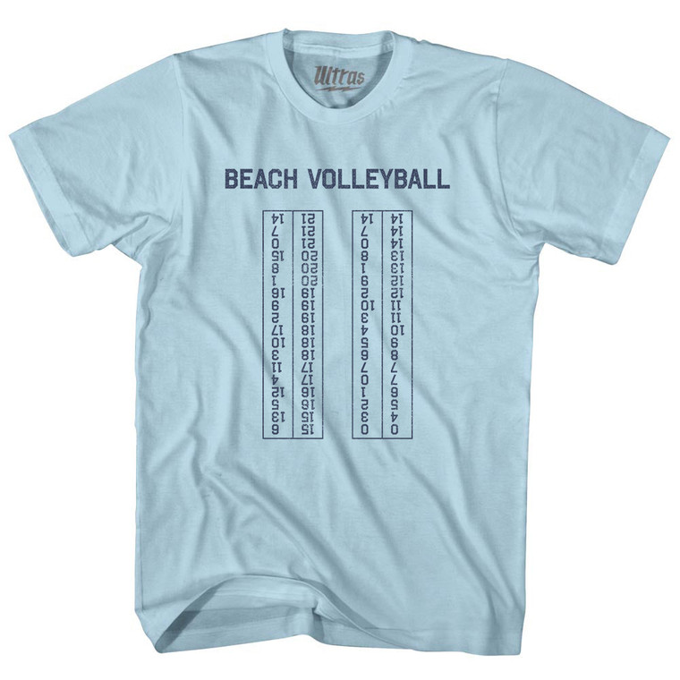 Beach Volleyball Switch Every 7 Points Scoring Chart Adult Cotton T-shirt - Light Blue