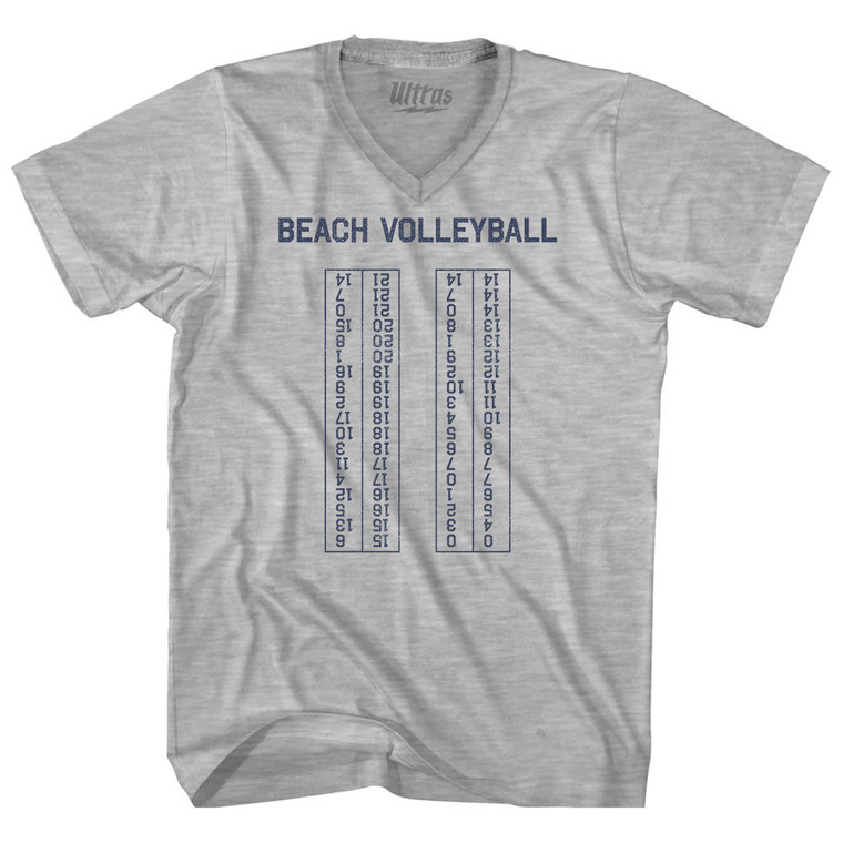 Beach Volleyball Switch Every 7 Points Scoring Chart Adult Cotton V-neck T-shirt - Grey Heather