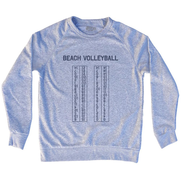 Beach Volleyball Switch Every 7 Points Scoring Chart Adult Tri-Blend Sweatshirt - Grey Heather