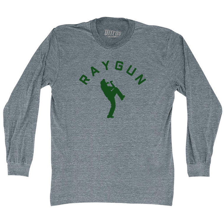 Raygun Kangaroo Breakdancing Adult Tri-Blend Long Sleeve T-shirt - Athletic Grey