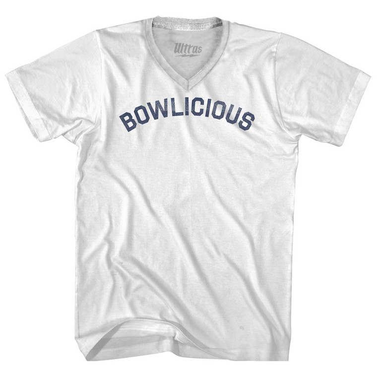 Bowlicious Adult Tri-Blend V-neck T-shirt - White