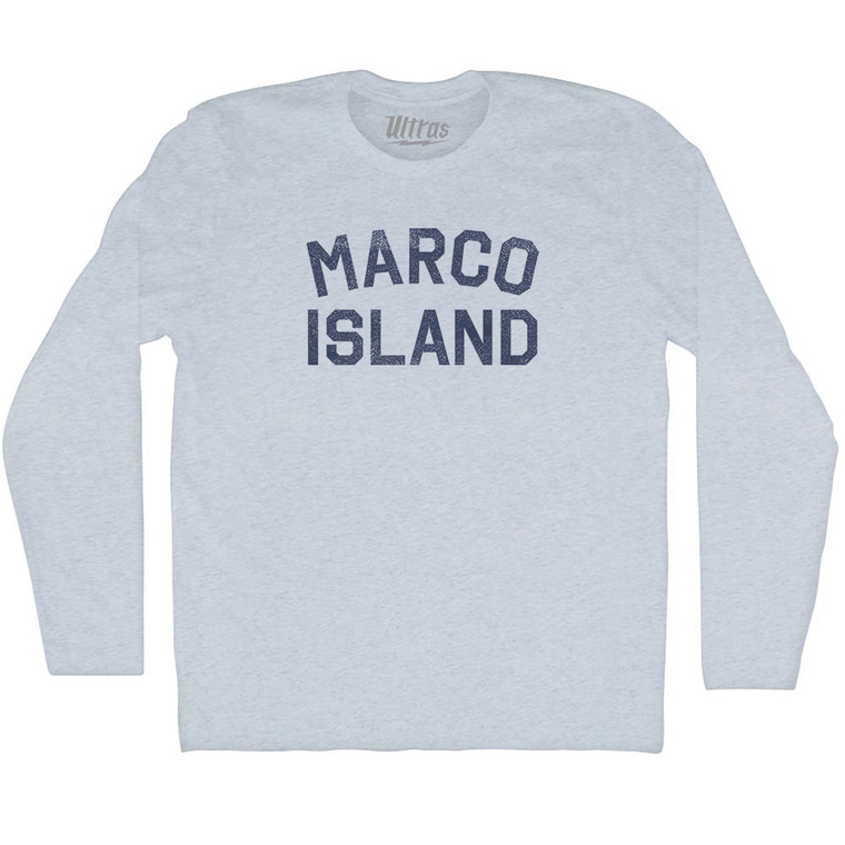 Marco Island Adult Tri-Blend Long Sleeve T-shirt - Athletic White