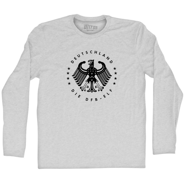 Germany Eagle Deutschland Soccer 4 World Cups Adult Cotton Long Sleeve T-shirt - Grey Heather